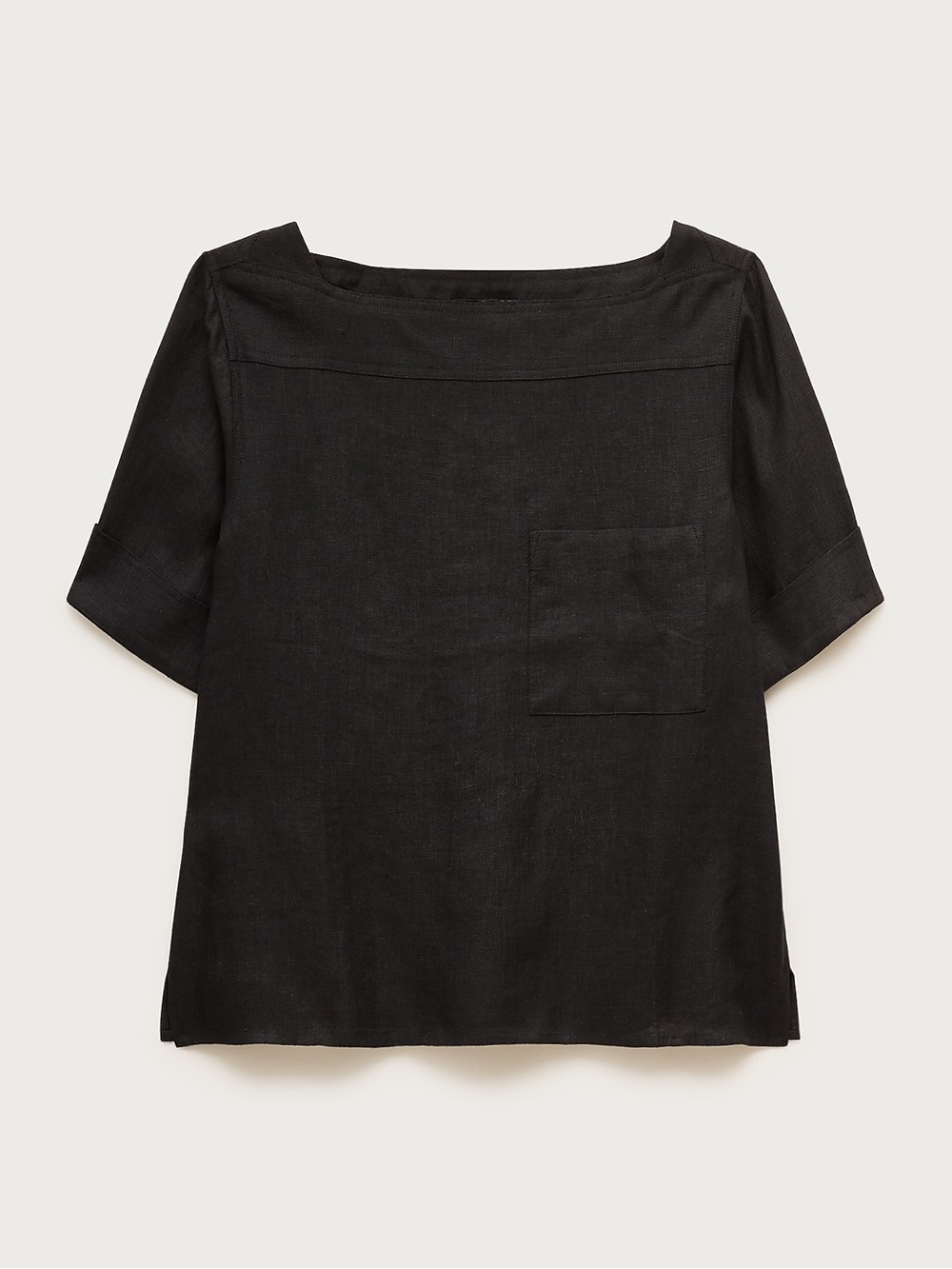 J.Crew Boatneck Tee in Linen Black Size M NWT